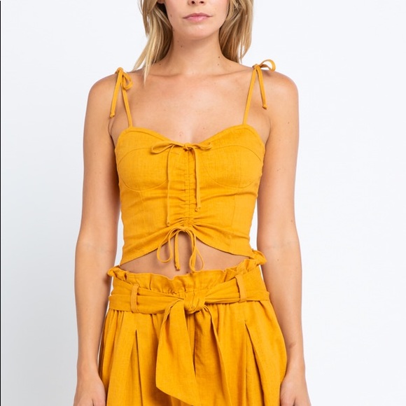 ❤️HP! Linen Bustier Ruched Crop Top - Picture 6 of 8